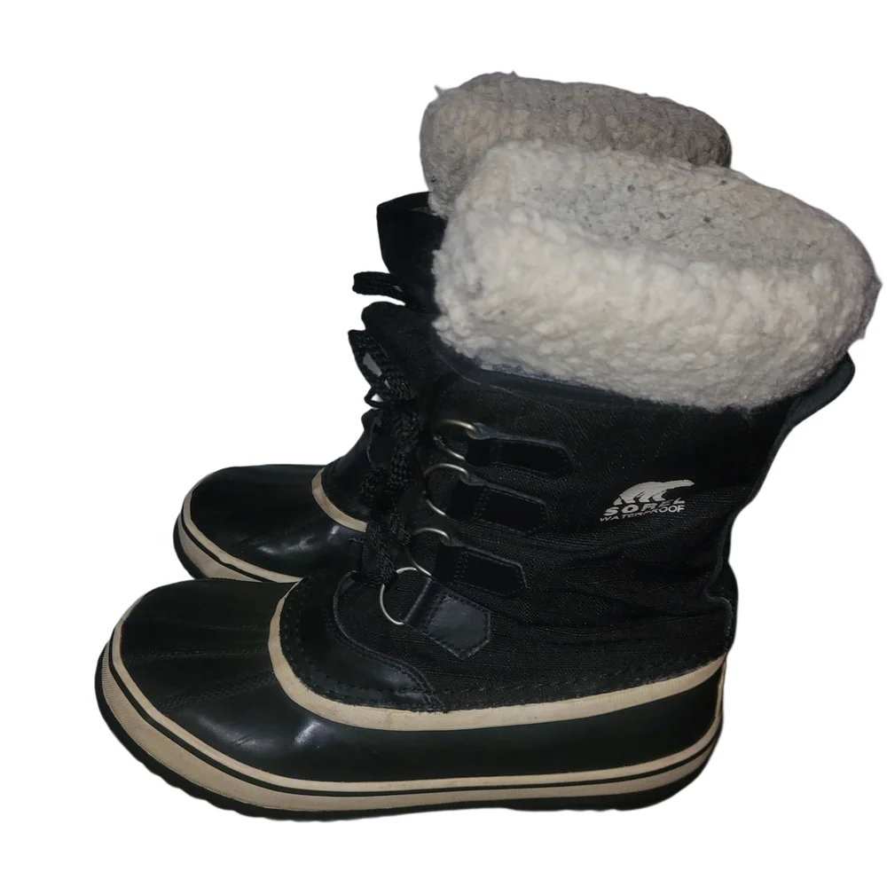 Sorel Women's Winter Carnival Waterproof Black Lace-Up Mid-Calf Boots 7 - Picture 2 of 6